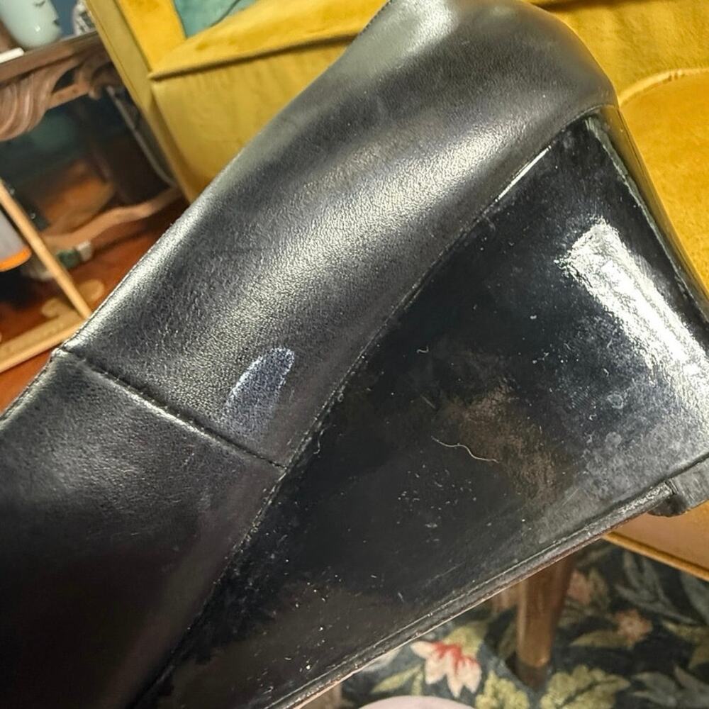 Cole Haan +Nike Air Justine Black Leather Cap Toe Pointed Pumps Heels Sz 7.5B - Picture 12 of 14